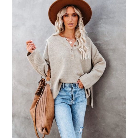 Henley sweater size L. Bought from Vici. - Picture 3 of 3